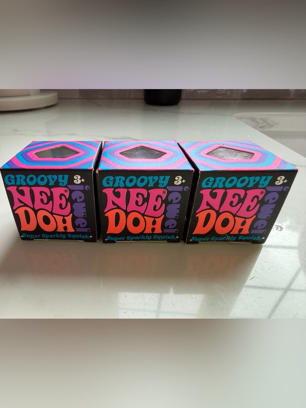 Needoh Groovy Jewels, Lot of 3, Teal Purple & Pink, Sealed New In Box